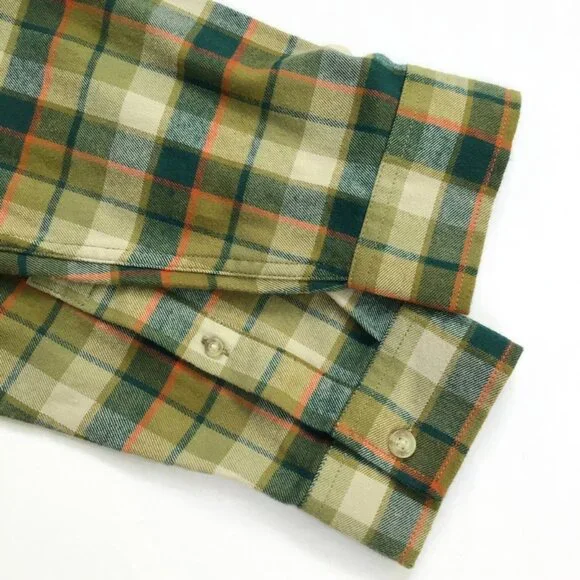 Eddie Bauer Mens Field Flannel Shirt L Green Plaid 100% Cotton Button Down L/S - Picture 6 of 8